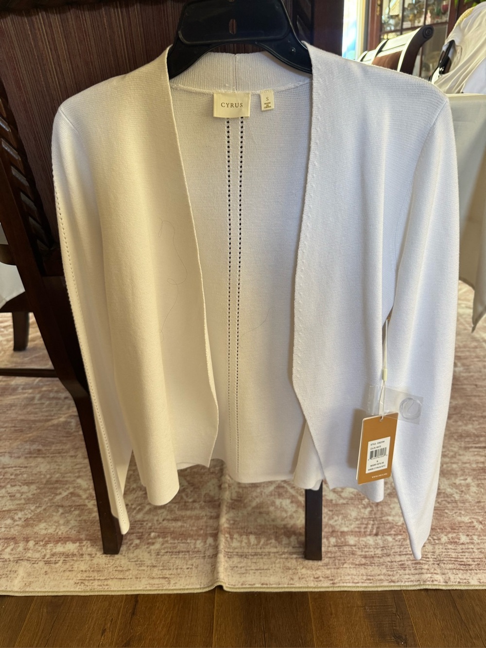 Cyrus Open Front Lightweight Cardigan in White